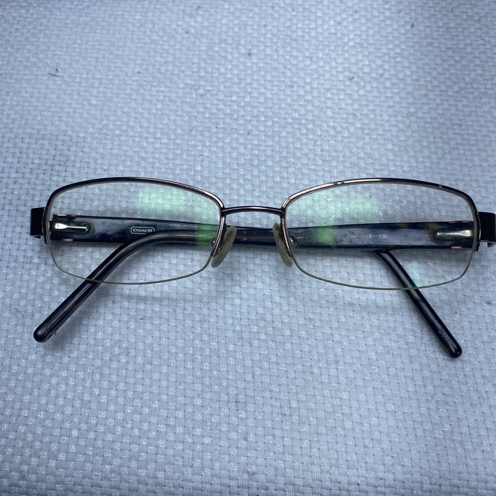 Coach Jasmine (224) Eyeglasses Amber Horn Rectangular Half Rim‎ Frames 51-17-135